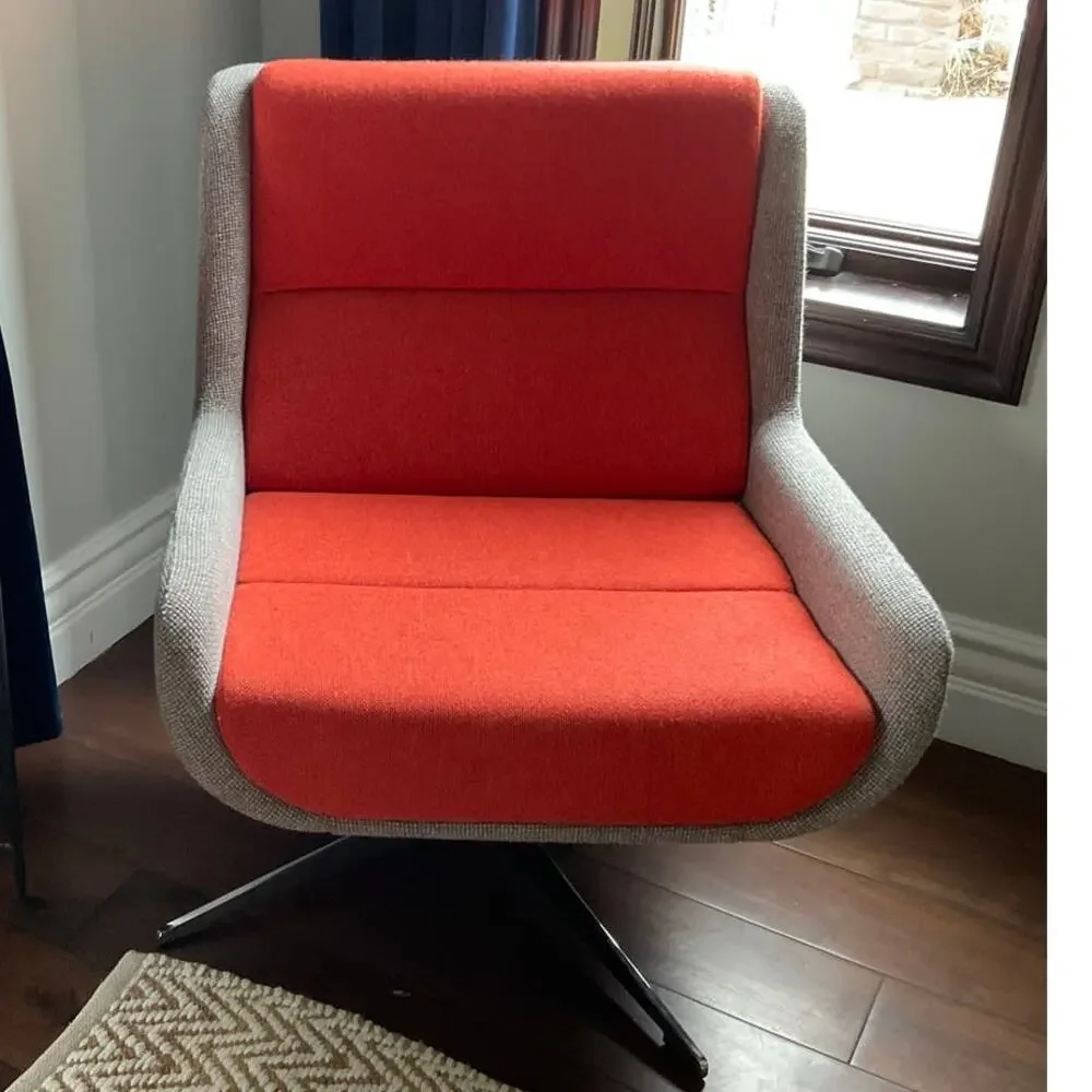 $3769 MCM Herman Miller + NaughtOne Hush Chair Orange Gray Chrome Swivel Chair